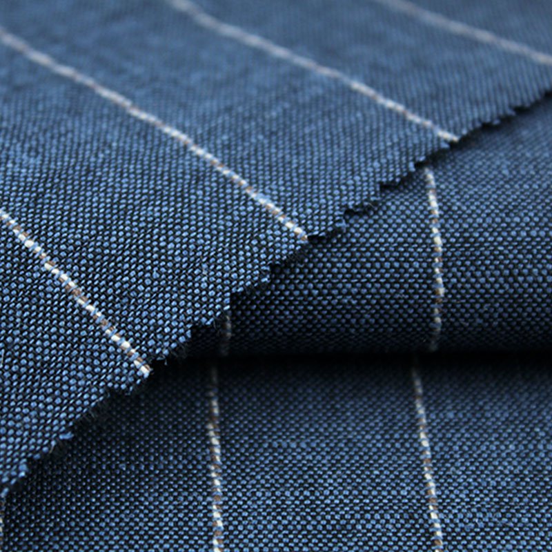 Accept Customized Cotton Linen Blended Yarn Dyed Striped Suit Pant Fabric