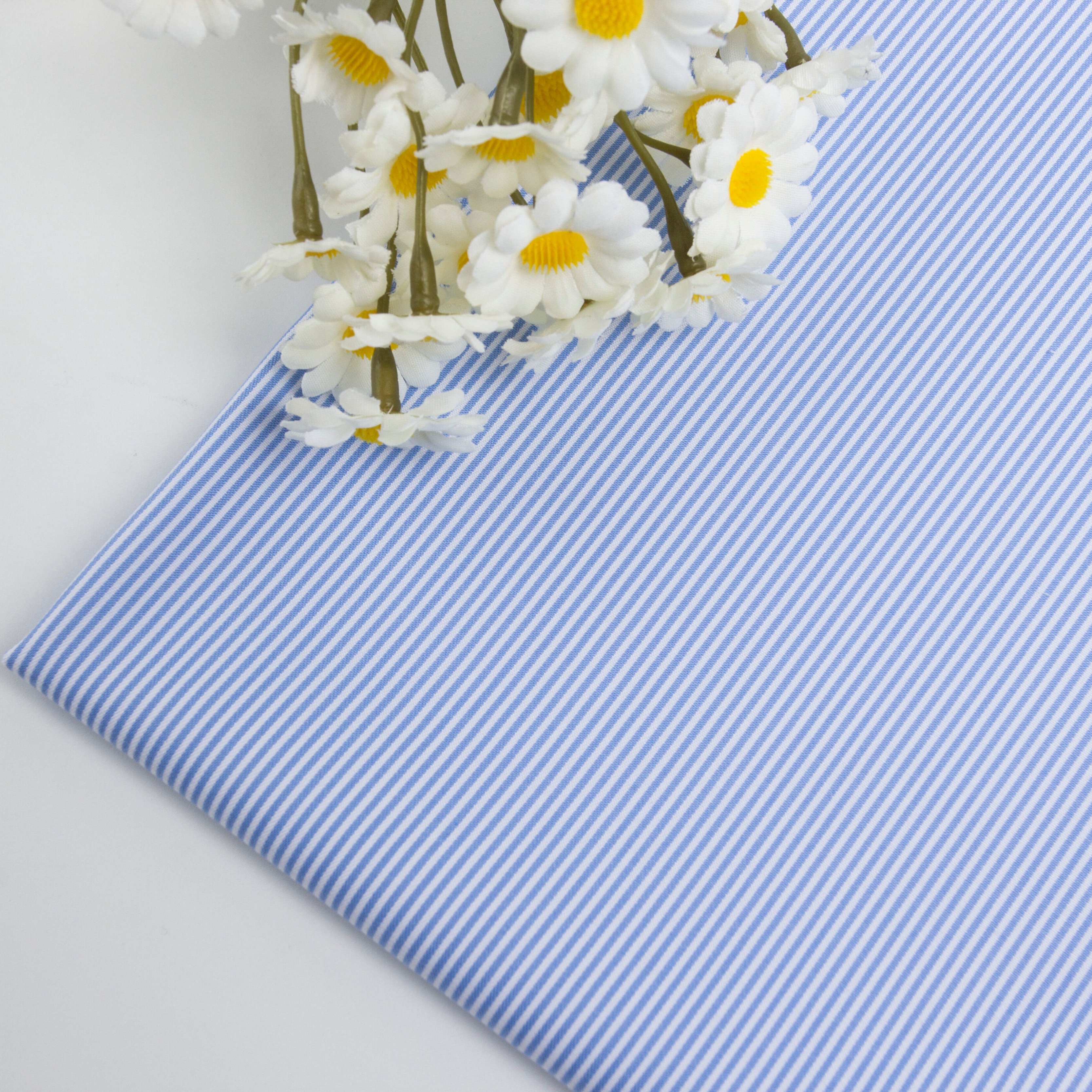 293 Bamboo Polyester Camisa Blue White Woven Stripes Bamboo Fiber Yarn Dyed Fabric For Men Shirt Casual
