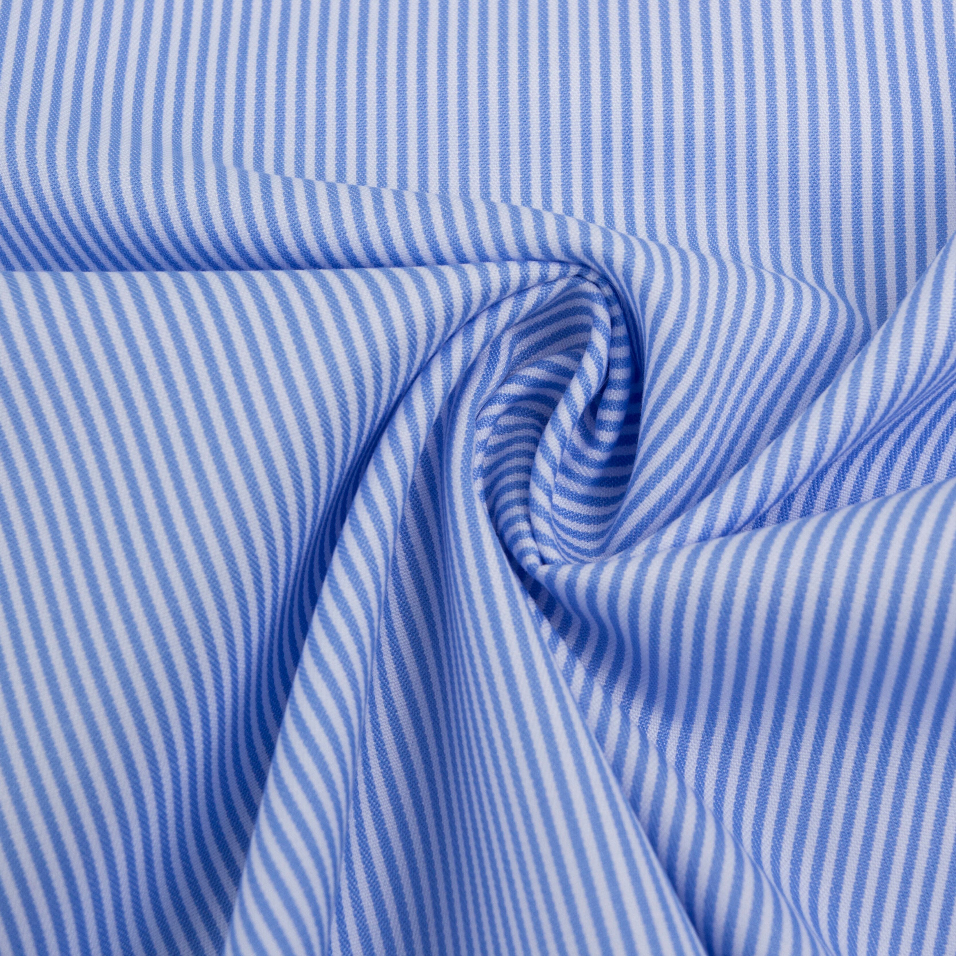 293 Bamboo Polyester Camisa Blue White Woven Stripes Bamboo Fiber Yarn Dyed Fabric For Men Shirt Casual