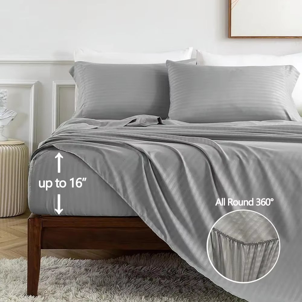 3_4pcs Set Cooling Fitted&Flat Sheet with Pillowcase King_Queen_Full Size Bedding Set Queen Size Bedding Set