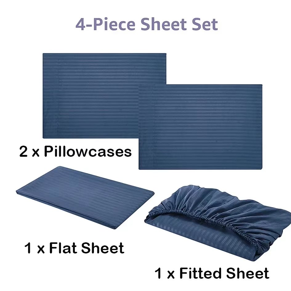 3_4pcs Set Cooling Fitted&Flat Sheet with Pillowcase King_Queen_Full Size Bedding Set Queen Size Bedding Set