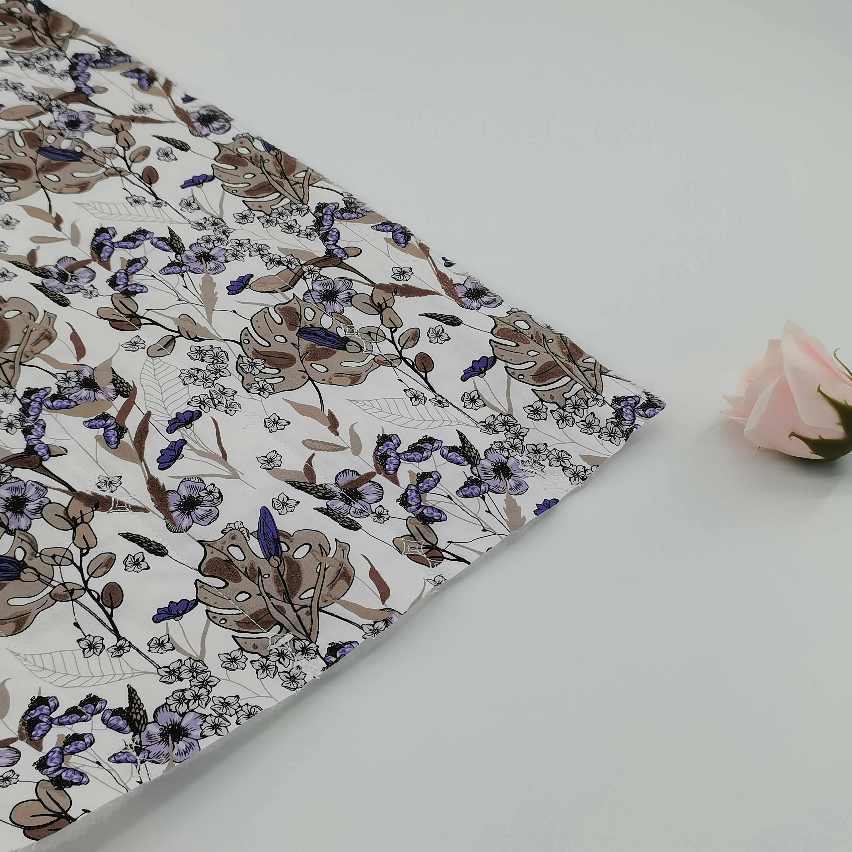 Breathable flower printing 6.75cm line design quilted cotton fabric for light coat