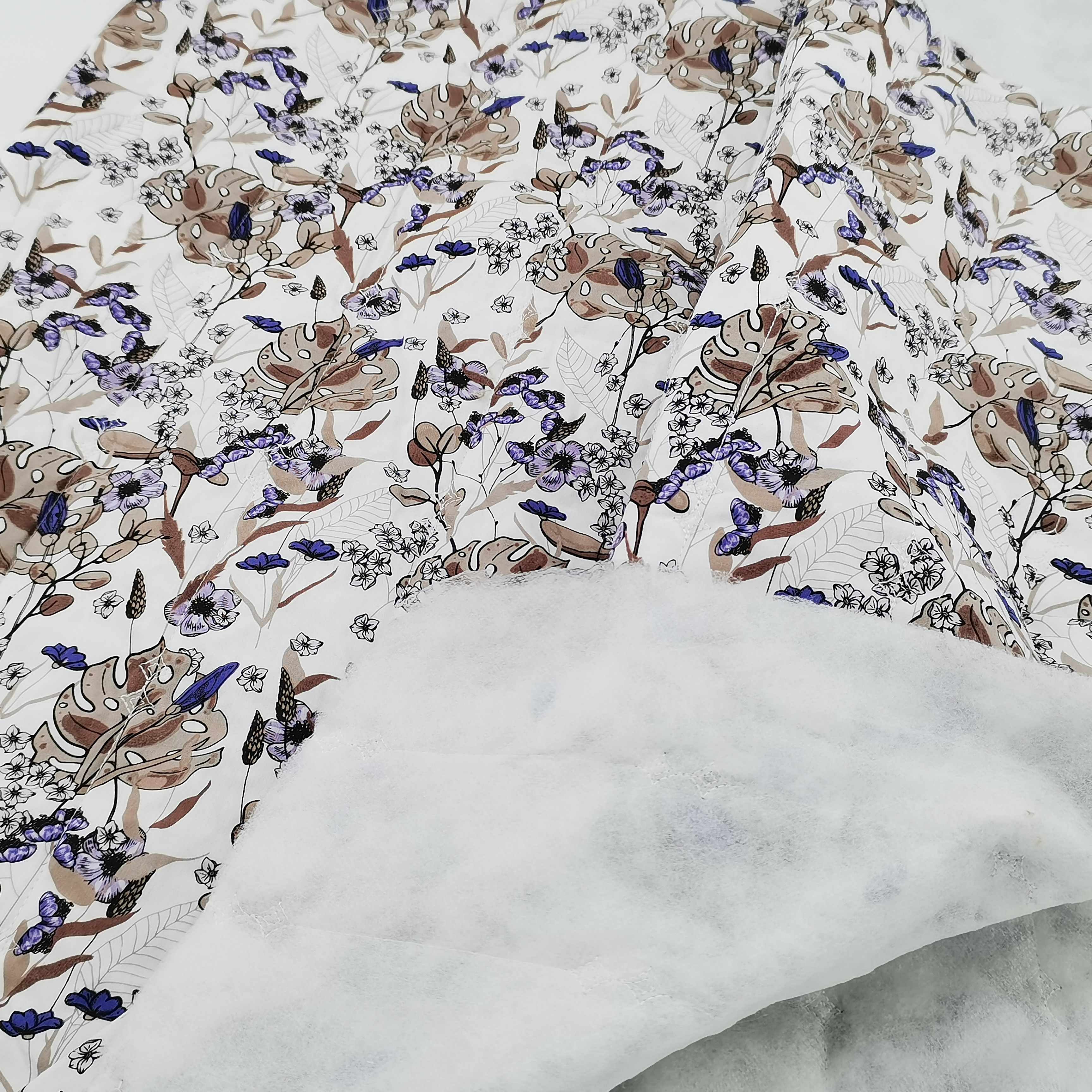 Breathable flower printing 6.75cm line design quilted cotton fabric for light coat