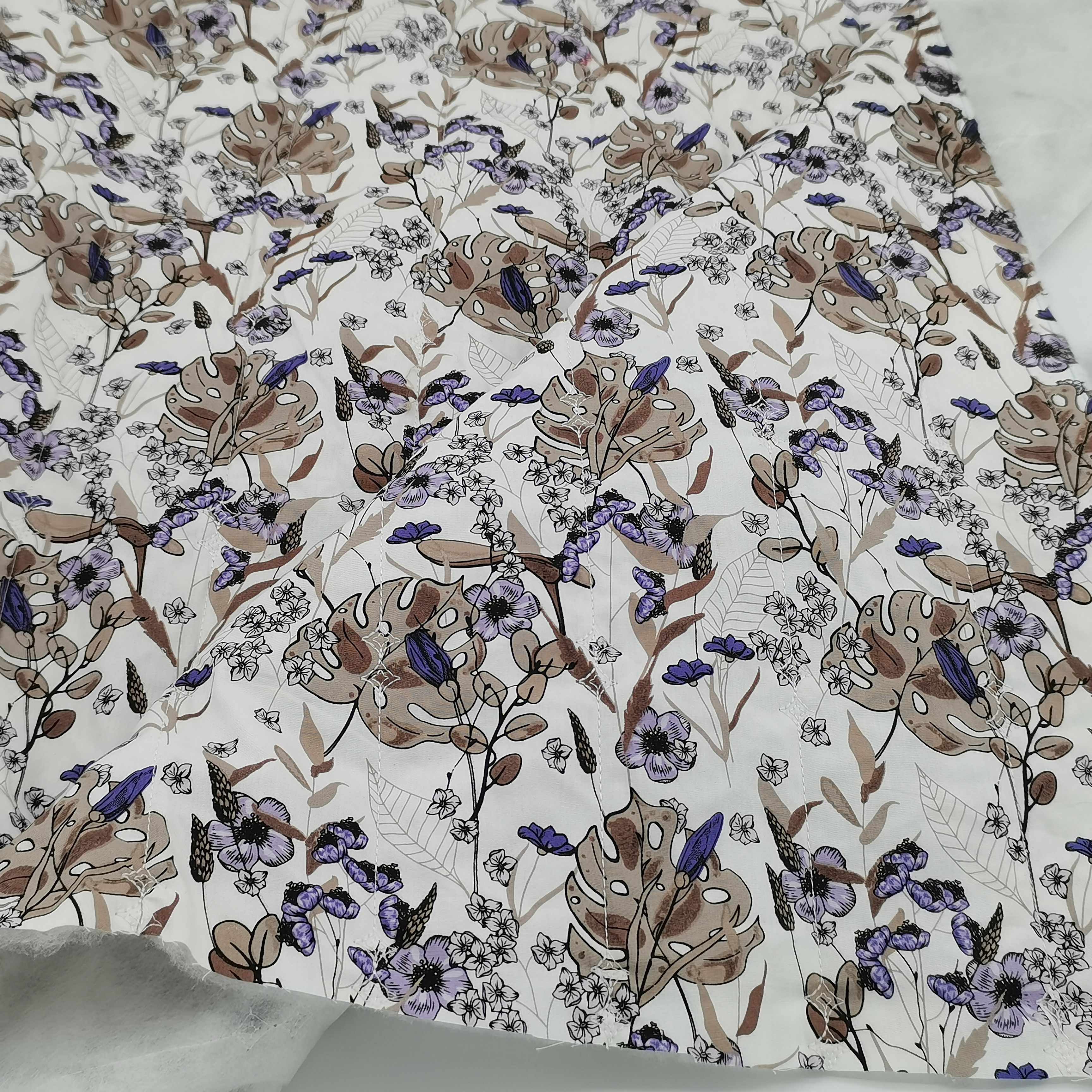 Breathable flower printing 6.75cm line design quilted cotton fabric for light coat