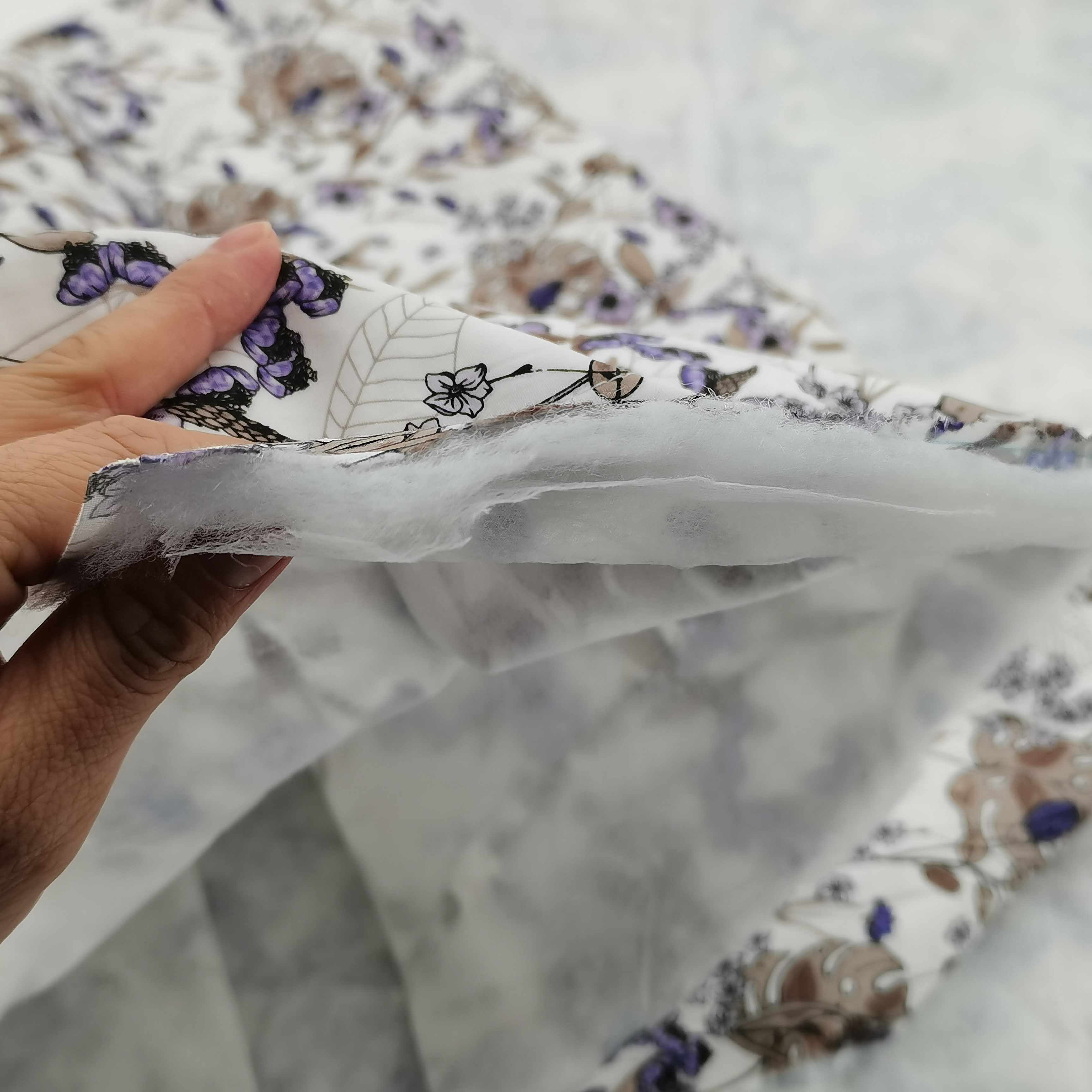 Breathable flower printing 6.75cm line design quilted cotton fabric for light coat