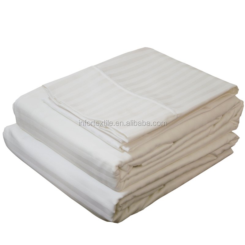 100% white satin stripe bedding microfiber fabric