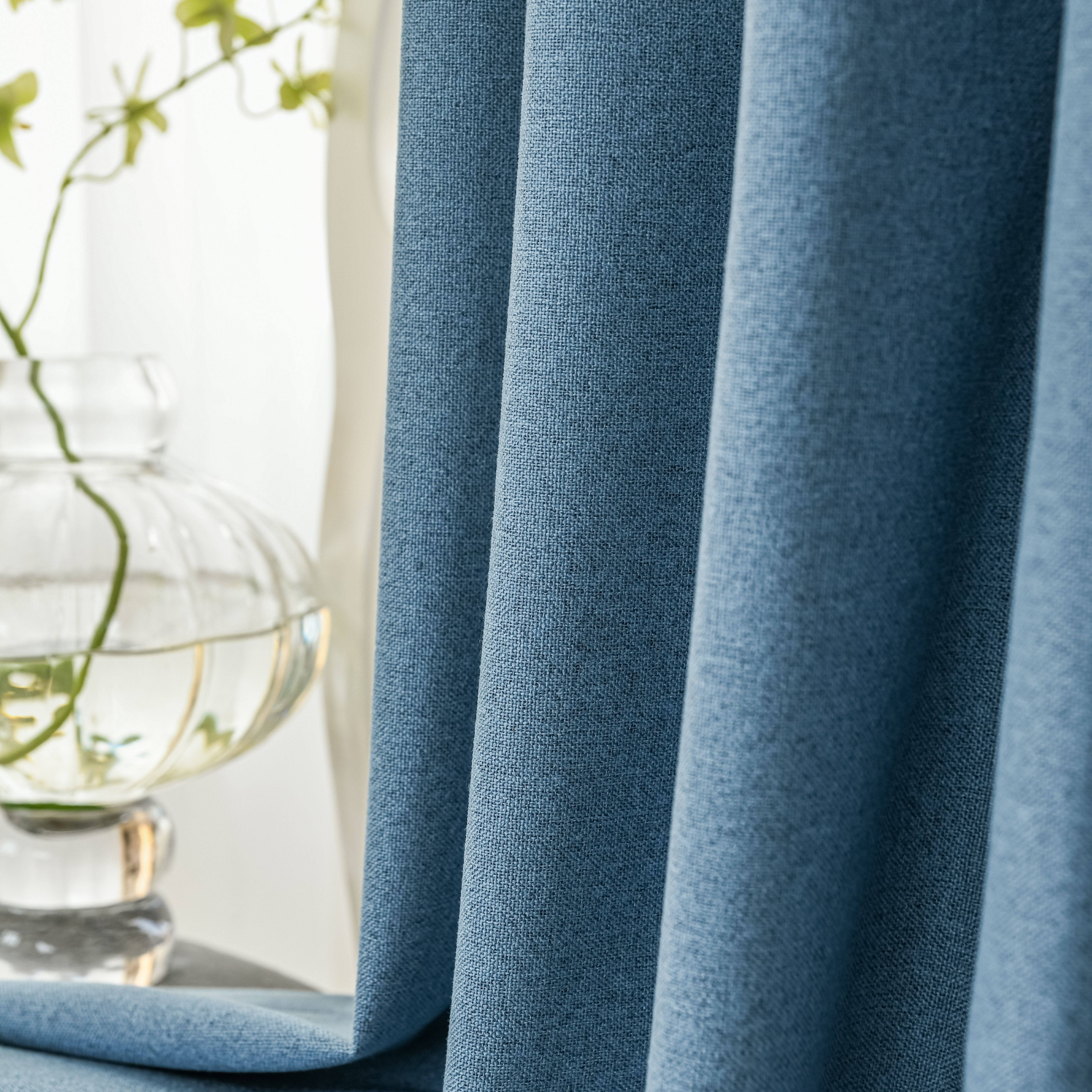 280cm-320cm Wide Linen Full Blackout Curtains 100% Polyester Heavyweight Woven & Knitted Front Back Same Fabric 320cm Max Length