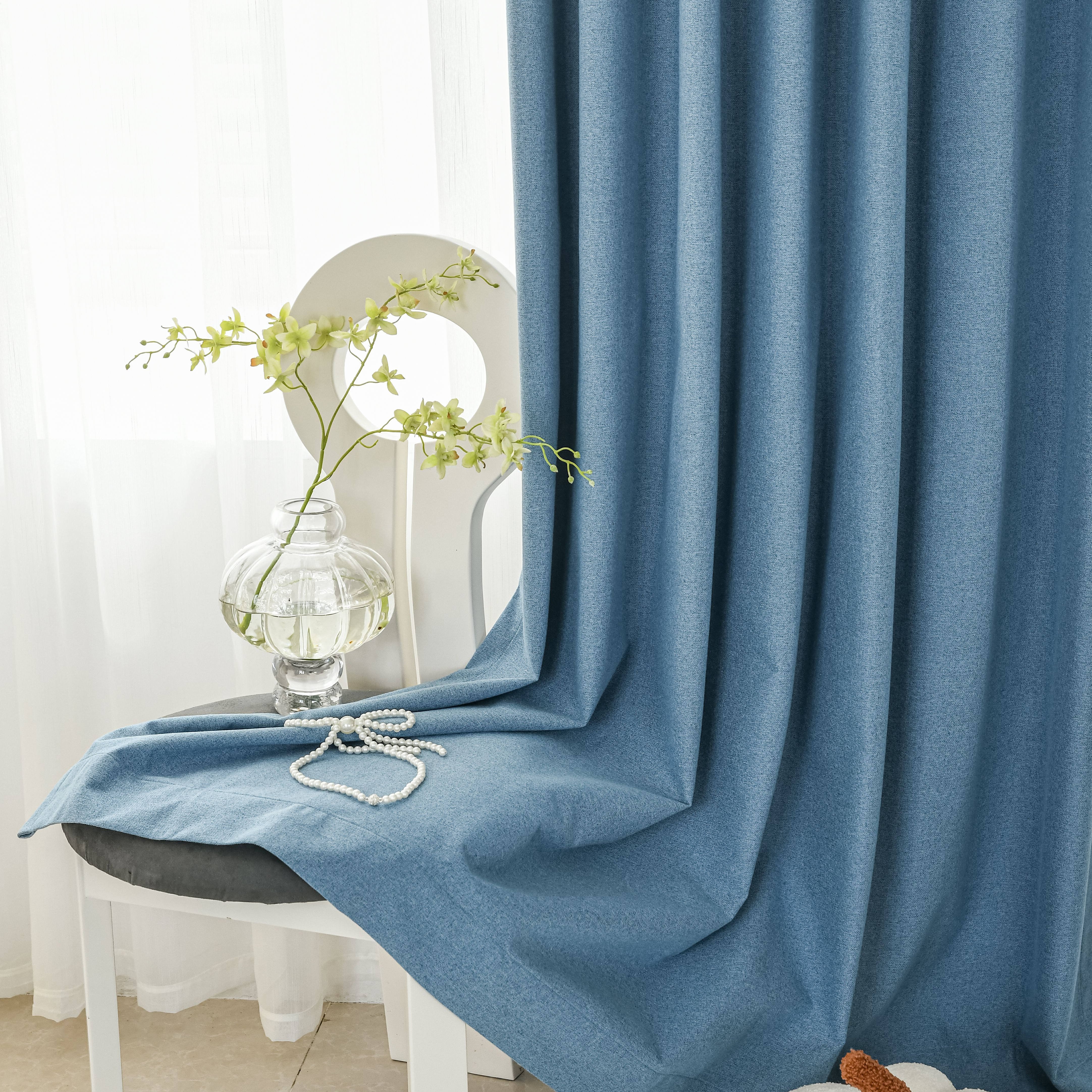 280cm-320cm Wide Linen Full Blackout Curtains 100% Polyester Heavyweight Woven & Knitted Front Back Same Fabric 320cm Max Length