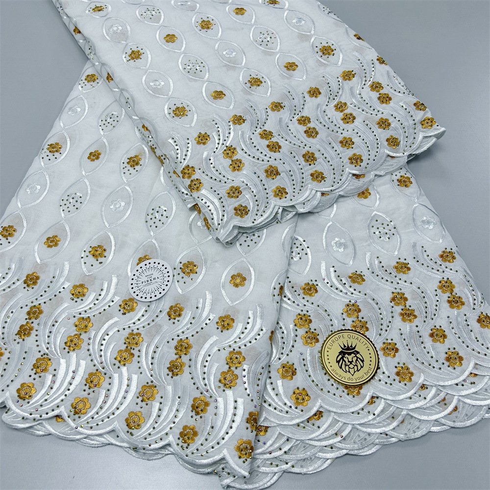 African 100% Swiss Cotton Voile Lace Fabric High Quality Swiss Cotton Voile Lace from Austria for Weddings African Dry Lace