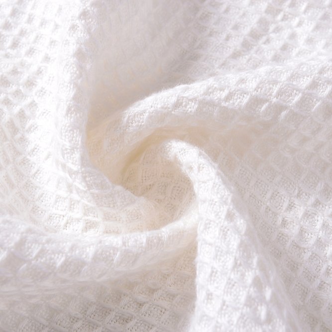 100% linen 14S White Waffle fabric 350gsm weight for bath towel pillow towel baby blanket handmade dyed Toyonau Geometric