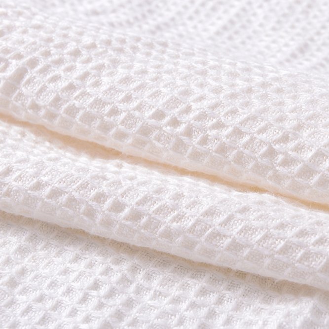 100% linen 14S White Waffle fabric 350gsm weight for bath towel pillow towel baby blanket handmade dyed Toyonau Geometric