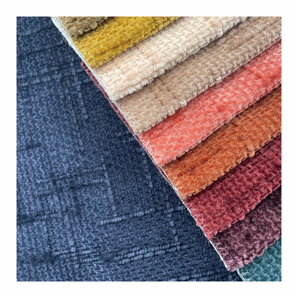 100% polyester plain dyed special bamboo pattern chenille upholstery fabric home decor