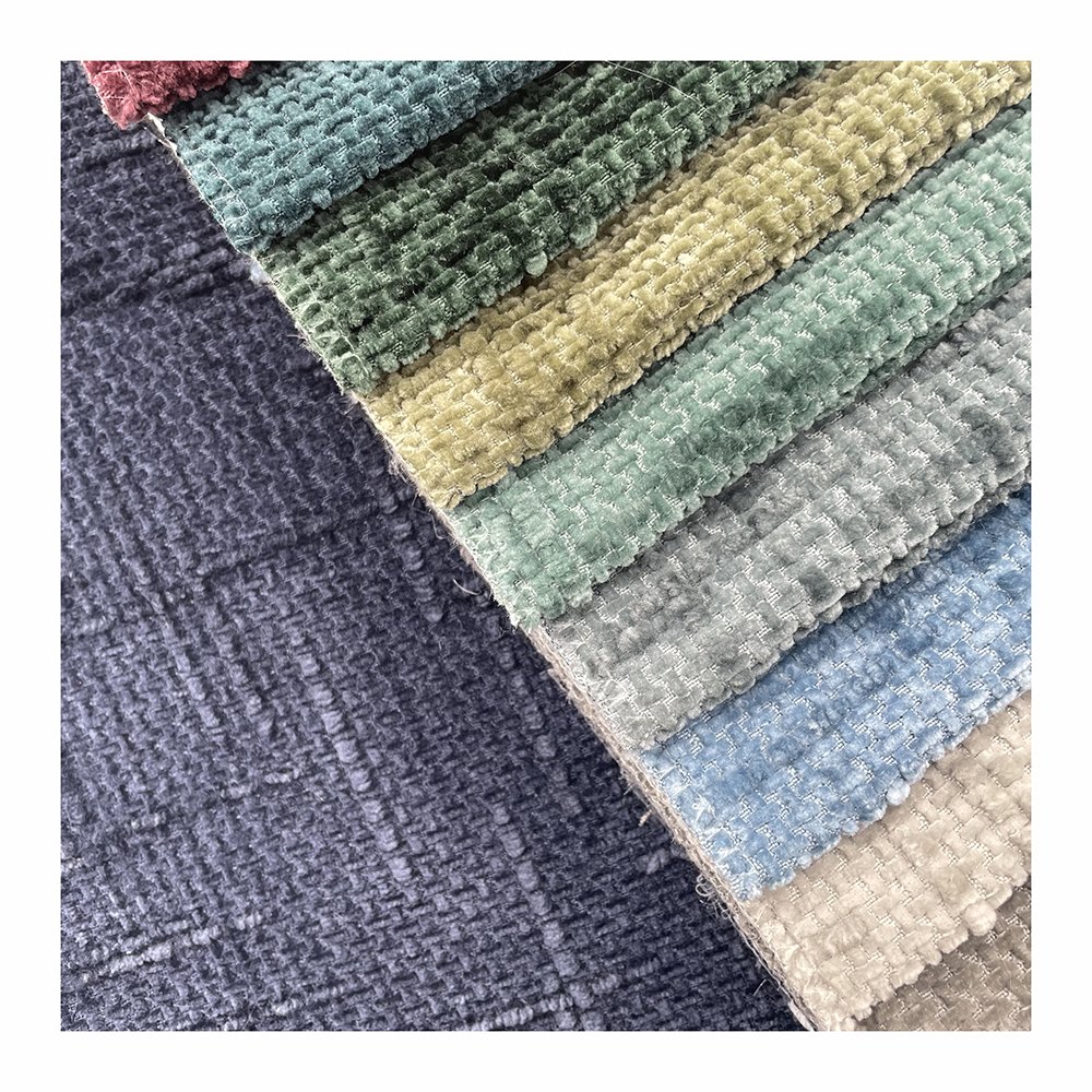100% polyester plain dyed special bamboo pattern chenille upholstery fabric home decor