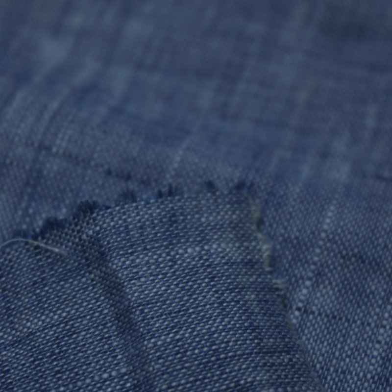 Wholesale woven plain style hot selling 100% linen fabric for dress casual wear shirt cloth YARN DYE CHAMBRAY