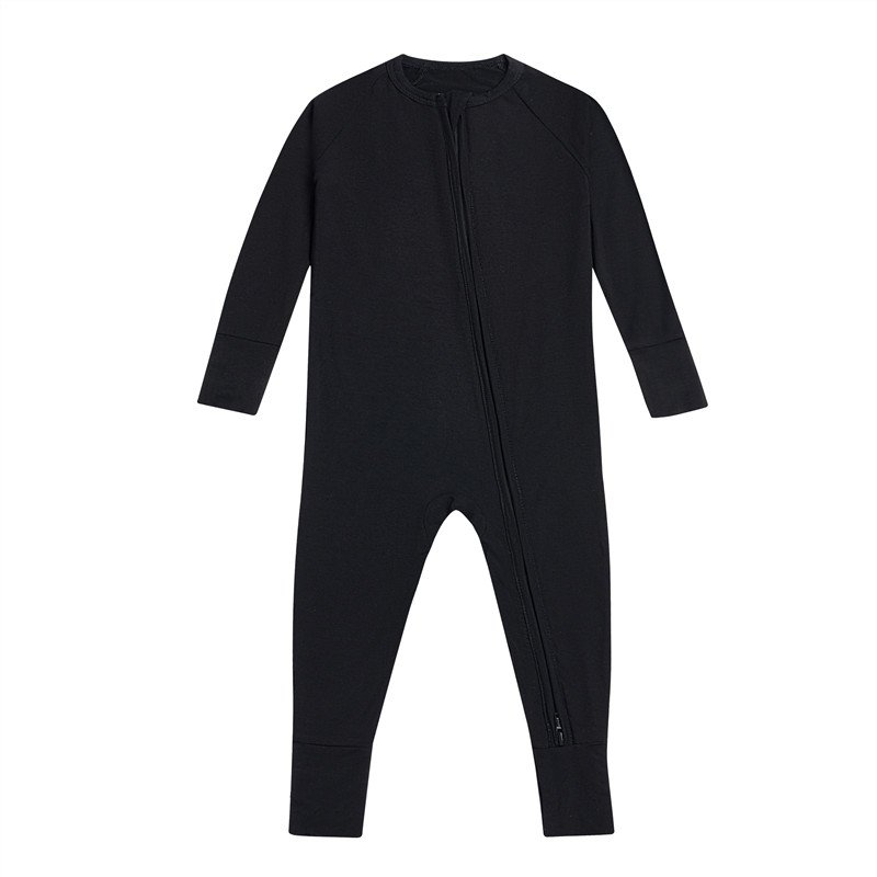 RTS Bamboo Zipper Baby Pajamas Newborn Baby Clothes Clothing Natural Fabric Plain Solid bamboo sleeper Long Sleeves