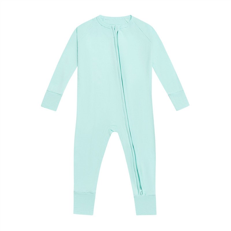RTS Bamboo Zipper Baby Pajamas Newborn Baby Clothes Clothing Natural Fabric Plain Solid bamboo sleeper Long Sleeves
