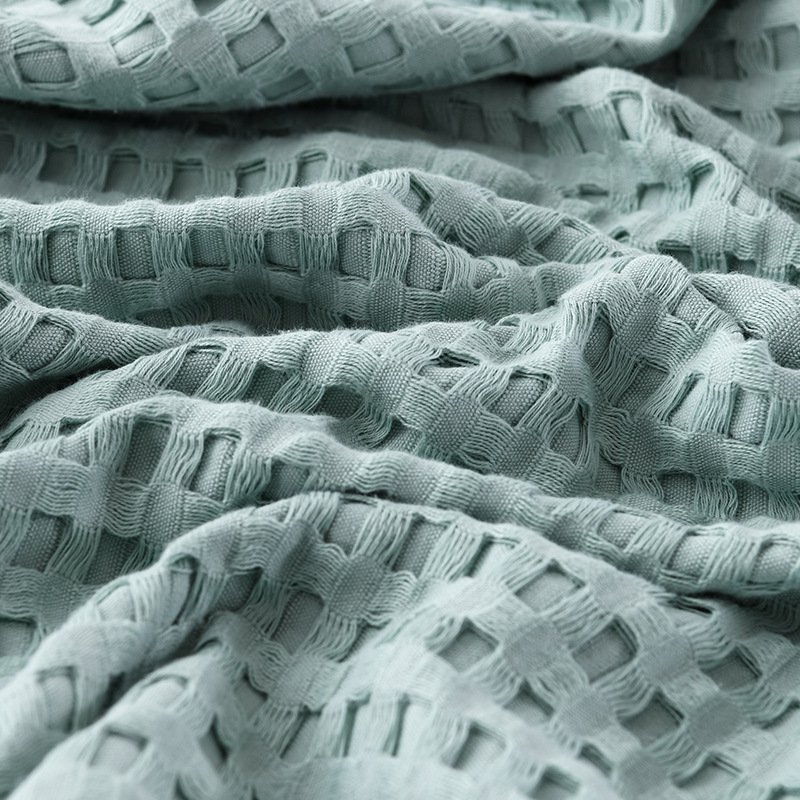Customization Soft Camping Solid Color Home Decor Breathe Freely Woven Plaid Summer Cool Cotton Waffle Throw Blankets