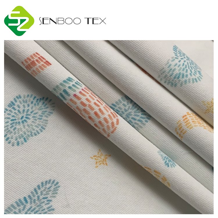 New Collection GOTS Certified 100% Organic Cotton Knit Fabric Digital Interlock Weft for Baby Jumpsuits and Sleepwear Washed