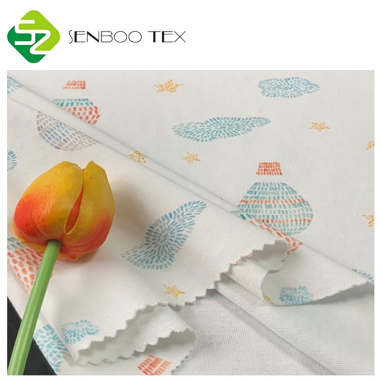 New Collection GOTS Certified 100% Organic Cotton Knit Fabric Digital Interlock Weft for Baby Jumpsuits and Sleepwear Washed