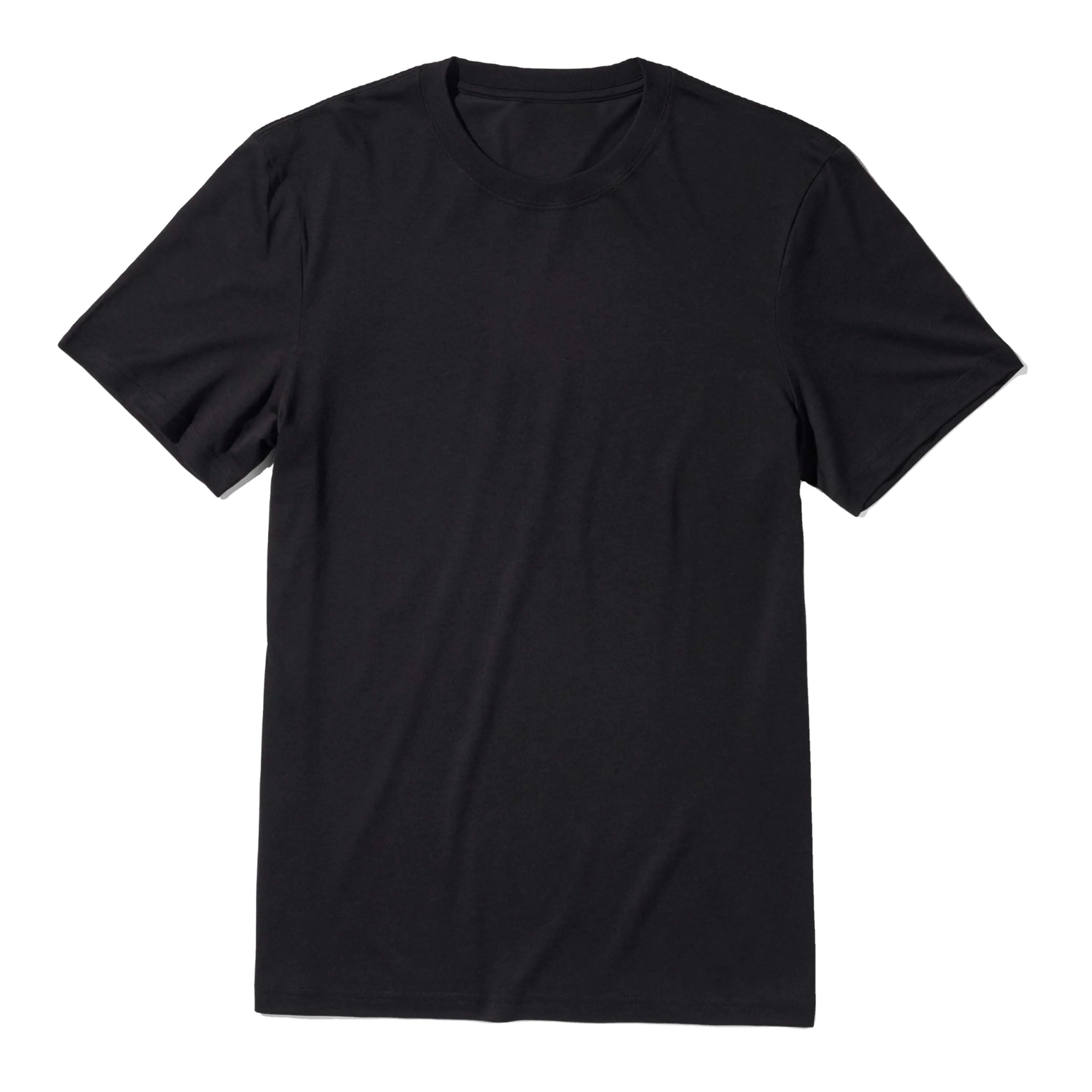 Men's Regular Fit Crewneck Bamboo T-Shirt Breathable Soft Viscose Fabric Plain Dyed with Printed Logos and Private Tags