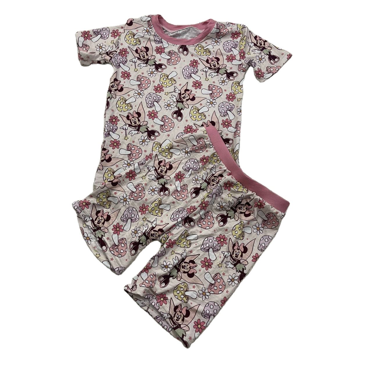 Ready To Ship No Moq Summer Viscose Fabric Pajamas Kids Pjs Sets Shorts Bamboo Clothes For Babies