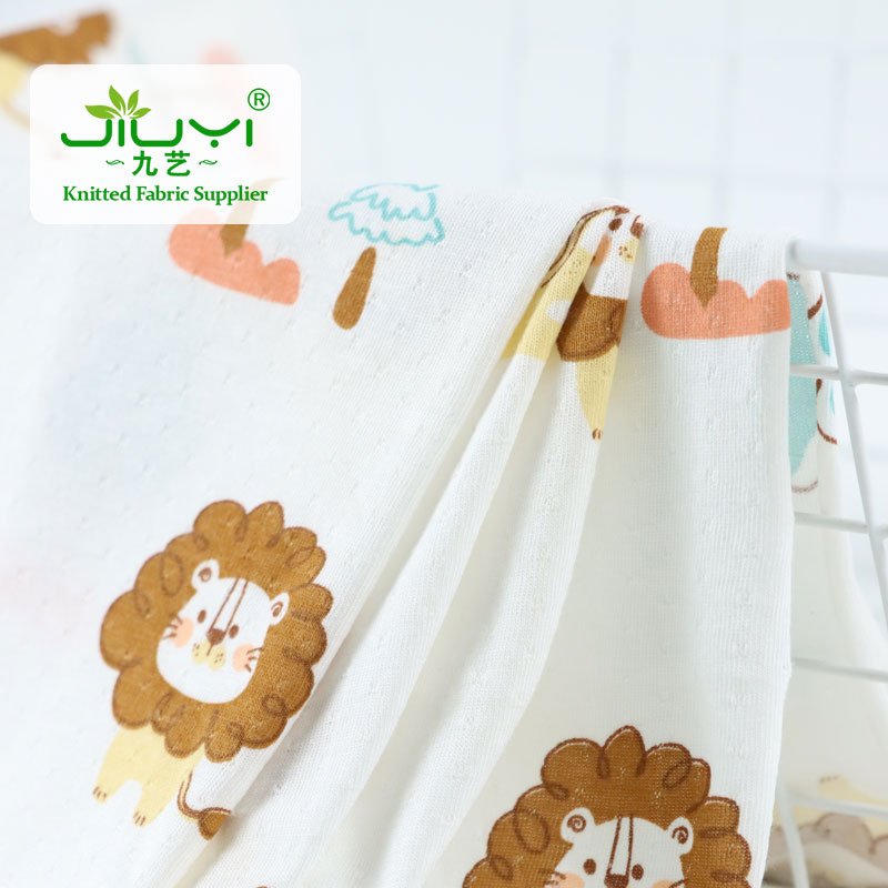 Direct Selling Printing dot 70 bamboo 30 cotton jacquard Bamboo fiber single jersey fabric for kids clothing
