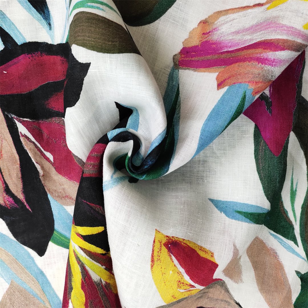 Chinses Factory Organic Linen Fabric Custom Printed Linen Fabric 100% Printed Linen Fabric For Clothing