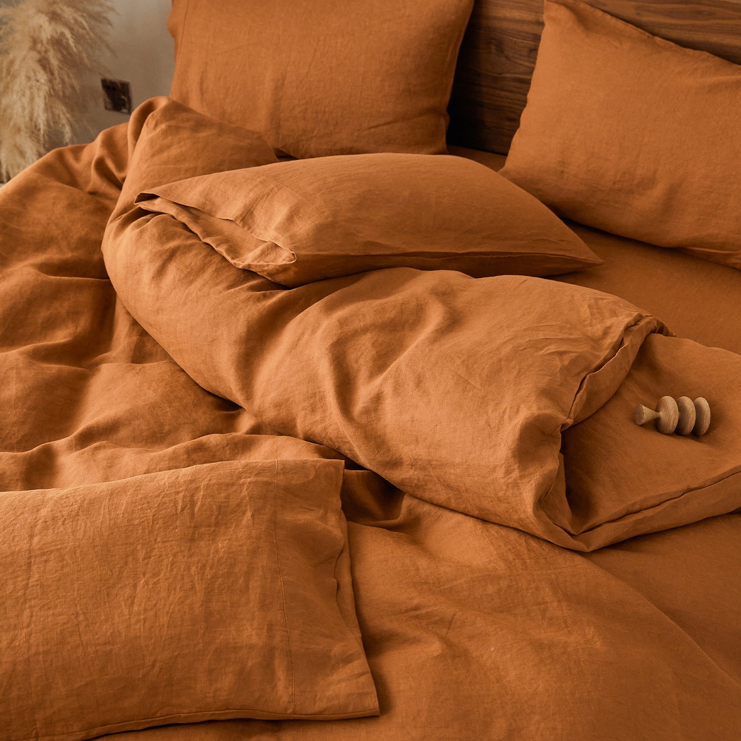 soft natural breathable king size vintage stone washed 100% pure linen bedsheets and duvet cover bedding set