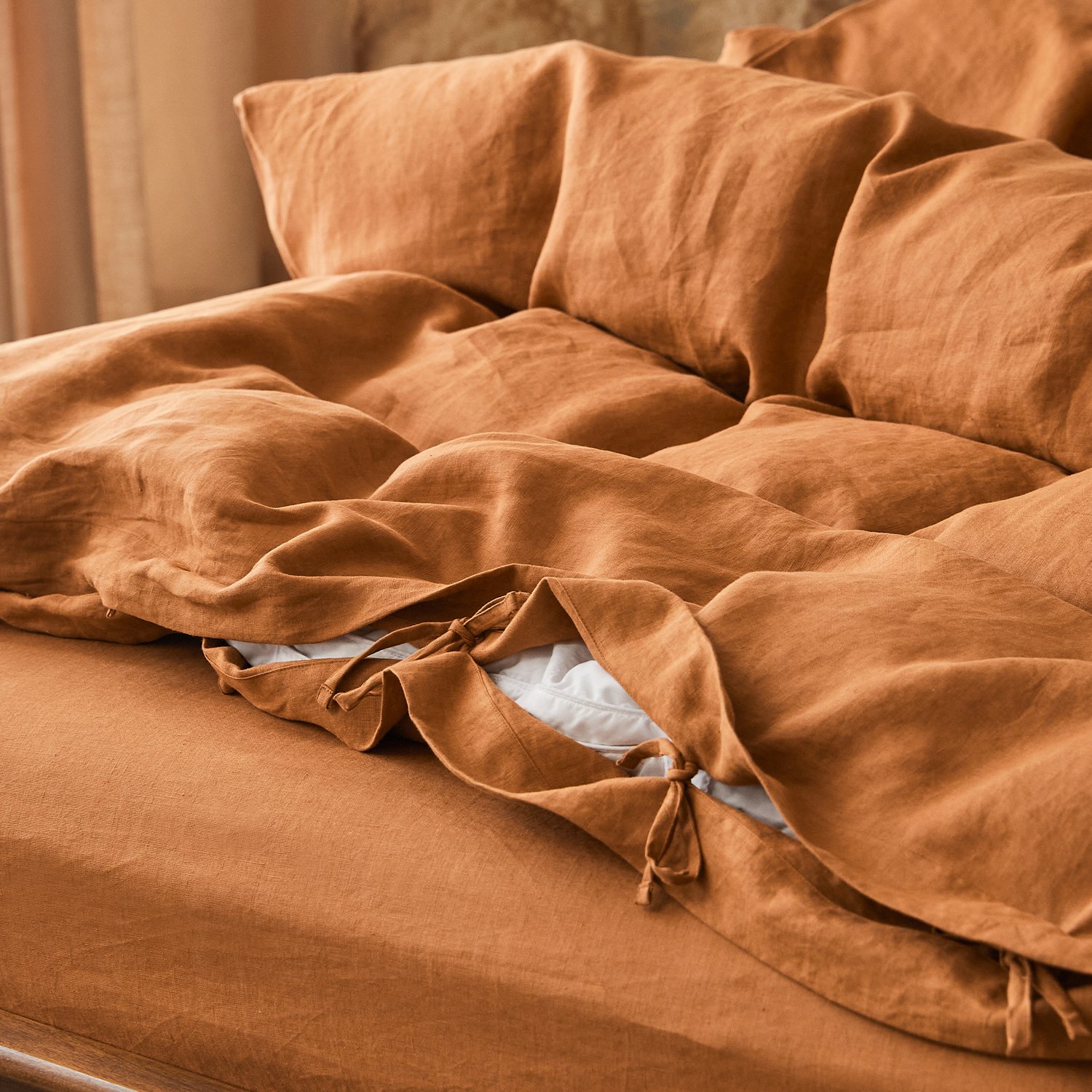 soft natural breathable king size vintage stone washed 100% pure linen bedsheets and duvet cover bedding set