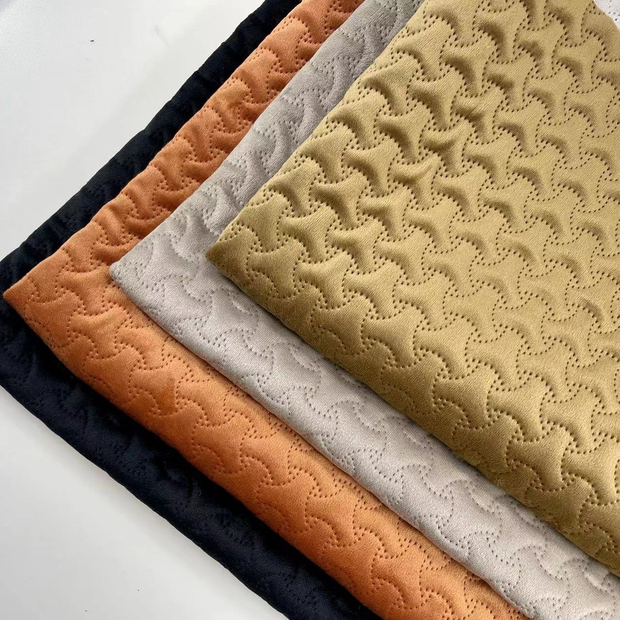 1.4mm 100% Polyester Fabric 3D Stereo Ultrasonic Cotton Herringbone PU Synthetic Leather for Shoes Clothing Bags Sofa Garments