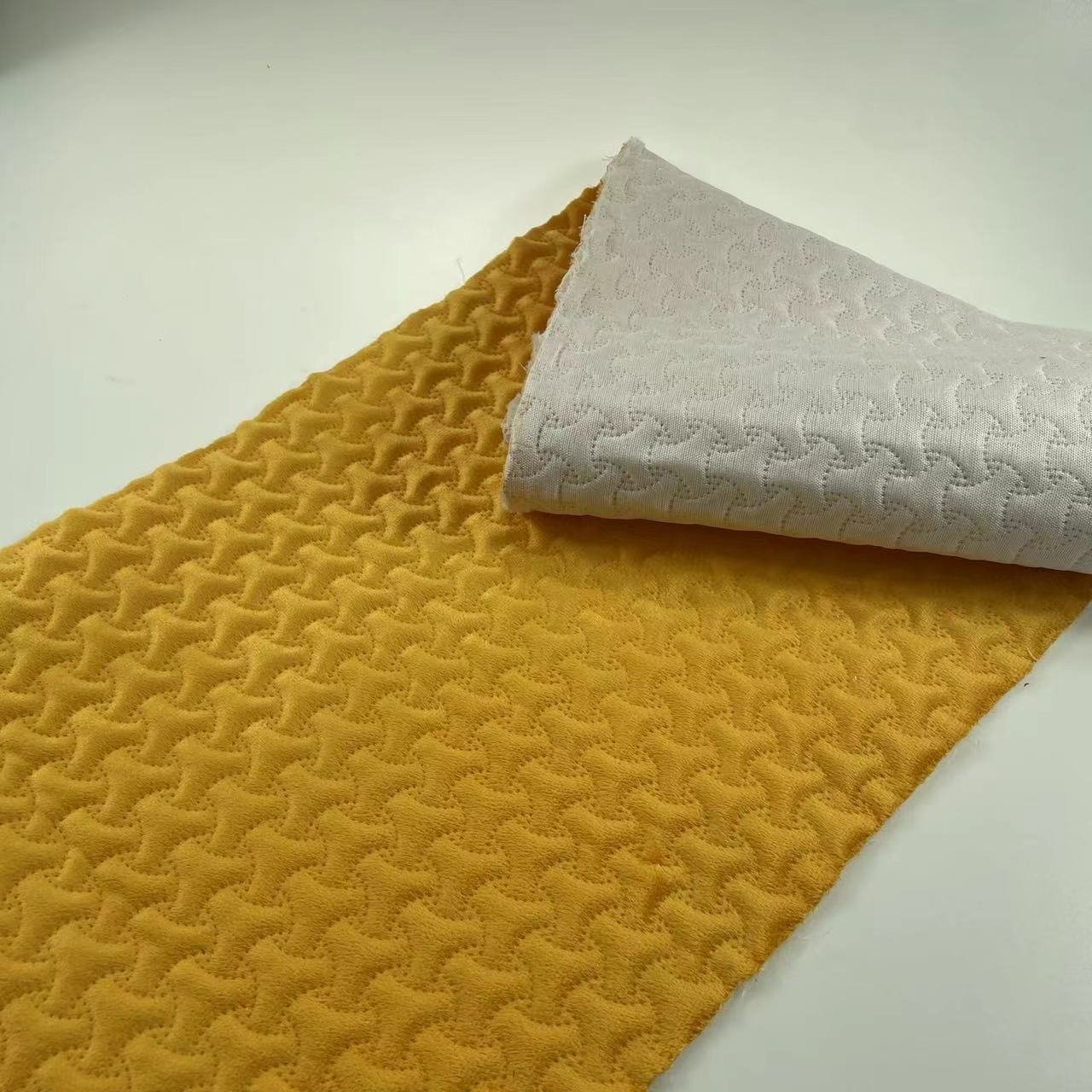 1.4mm 100% Polyester Fabric 3D Stereo Ultrasonic Cotton Herringbone PU Synthetic Leather for Shoes Clothing Bags Sofa Garments