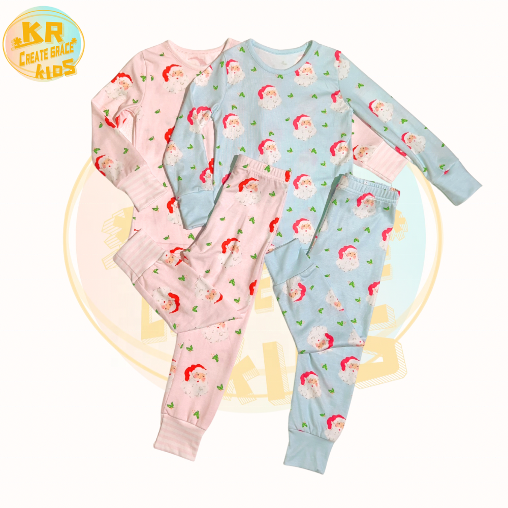 Wholesale 95% Bamboo Christmas Santa Sleepwear Outfits Toddler Baby Boutique Kids Christmas Family Pajamas Sets