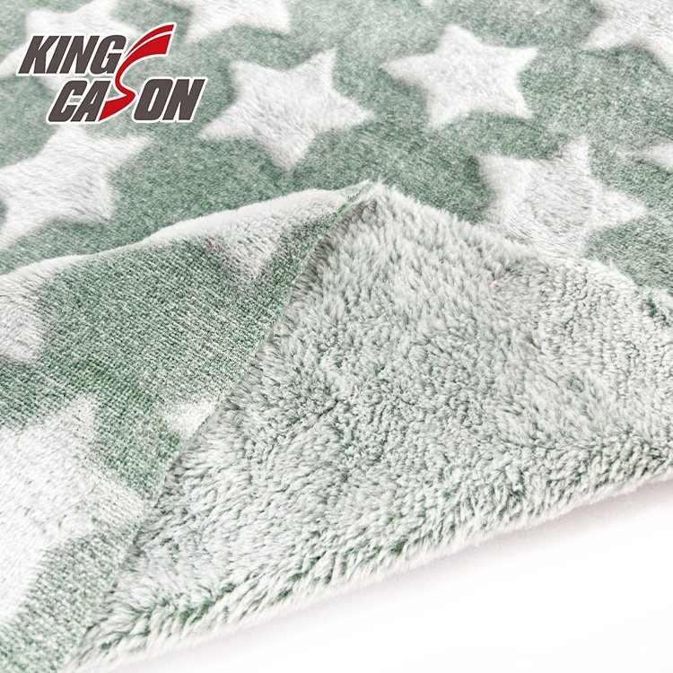 Kingcason Factory Wholesale Solid Color Yellow 100 Polyester Caving Cutting Jacquard Flannel Fleece Fabric for Algerian Market