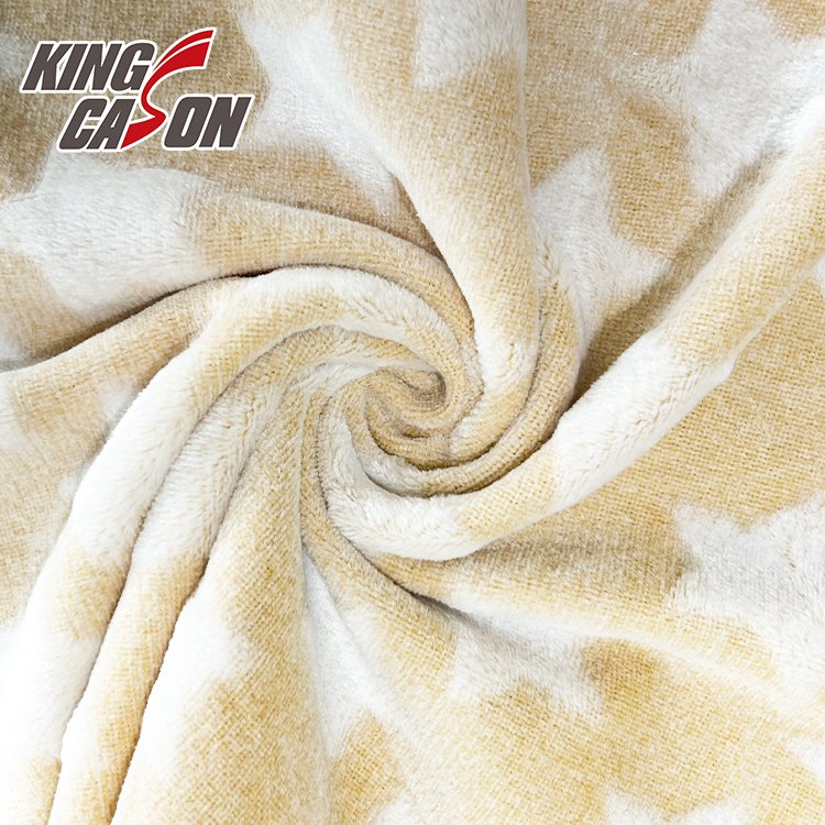 Kingcason Factory Wholesale Solid Color Yellow 100 Polyester Caving Cutting Jacquard Flannel Fleece Fabric for Algerian Market