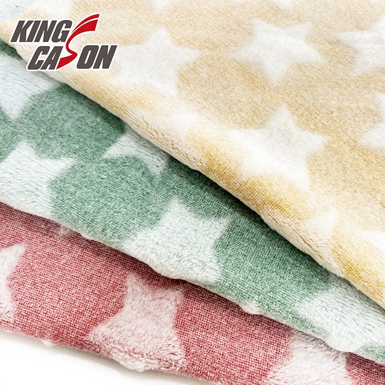 Kingcason Factory Wholesale Solid Color Yellow 100 Polyester Caving Cutting Jacquard Flannel Fleece Fabric for Algerian Market