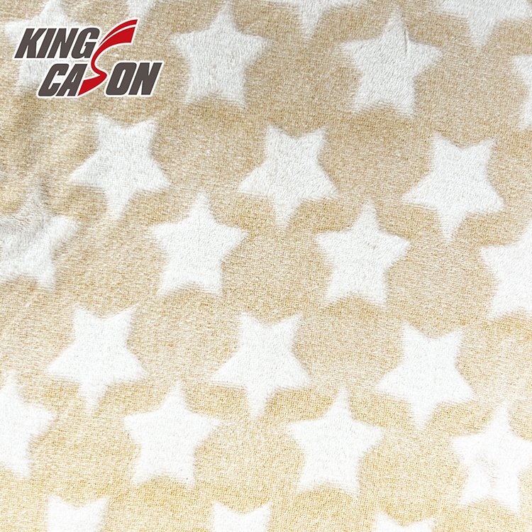 Kingcason Factory Wholesale Solid Color Yellow 100 Polyester Caving Cutting Jacquard Flannel Fleece Fabric for Algerian Market