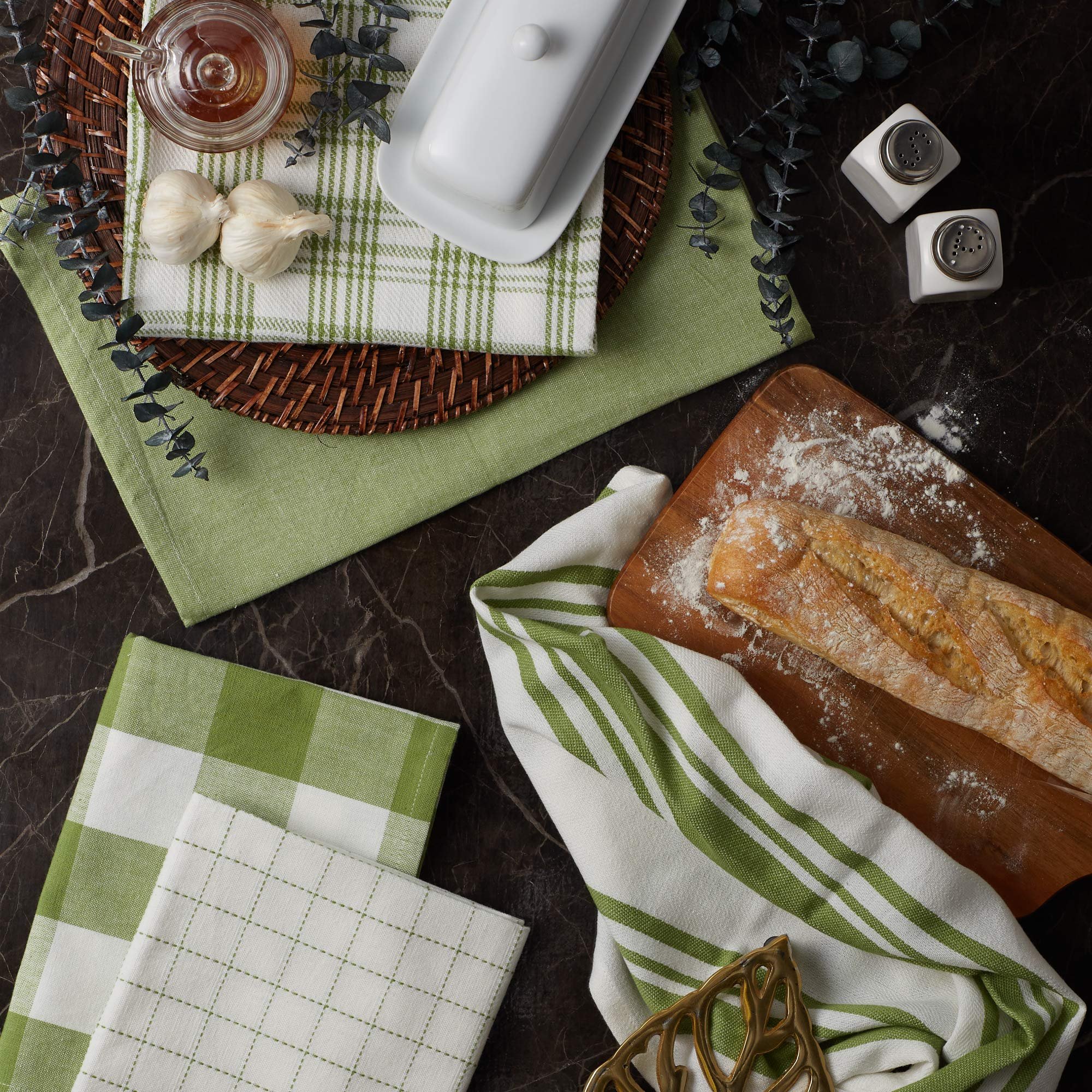 High Quality Hot Selling Kitchen Tea Towel Set Striped Yarn-dyed Table Cloth Mat Washing Towel Cotton linen Custom Wholesale
