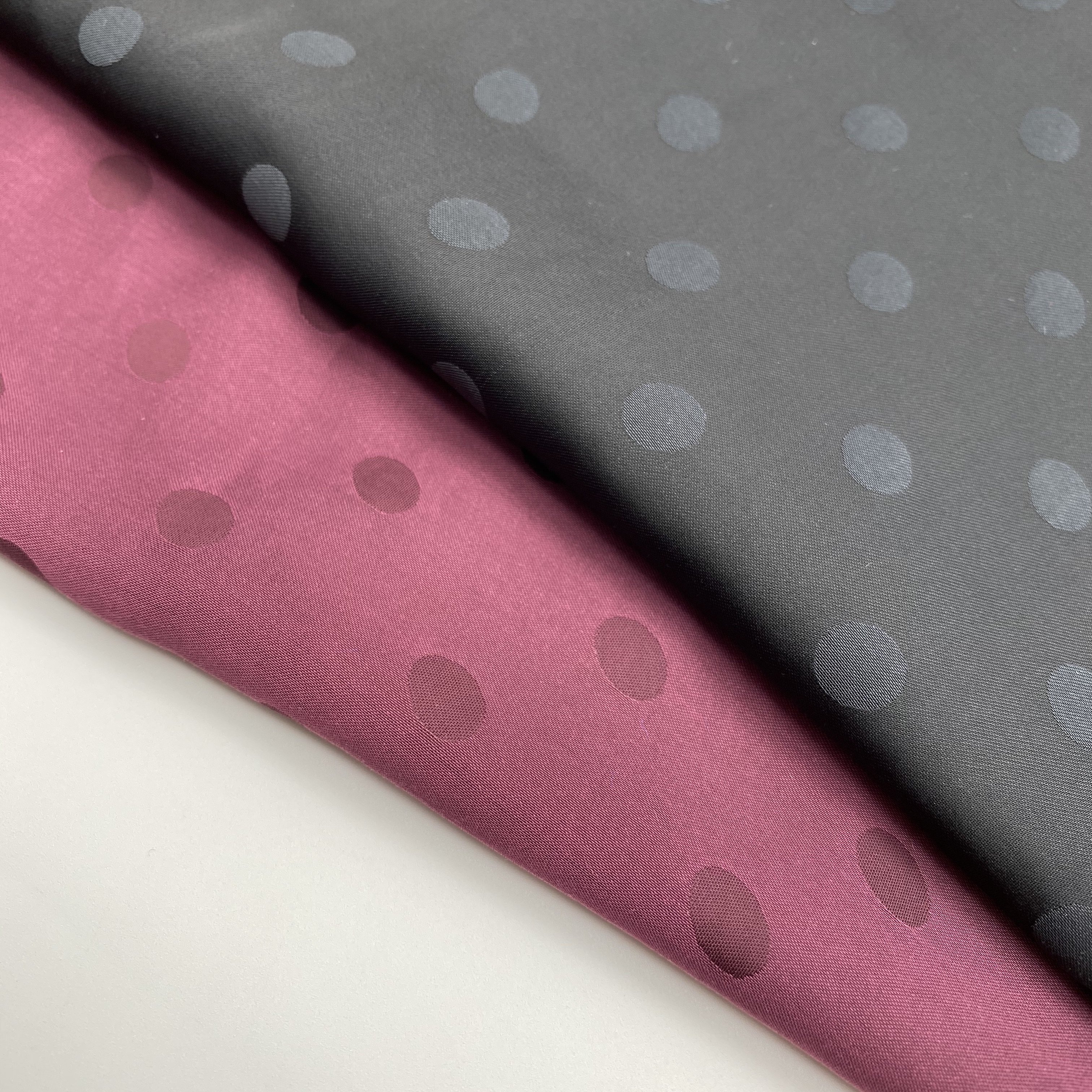 Soft hand feel smooth touching night wear textile blouse dress shirt pajamas satin polka dot jacquard clothing fabric