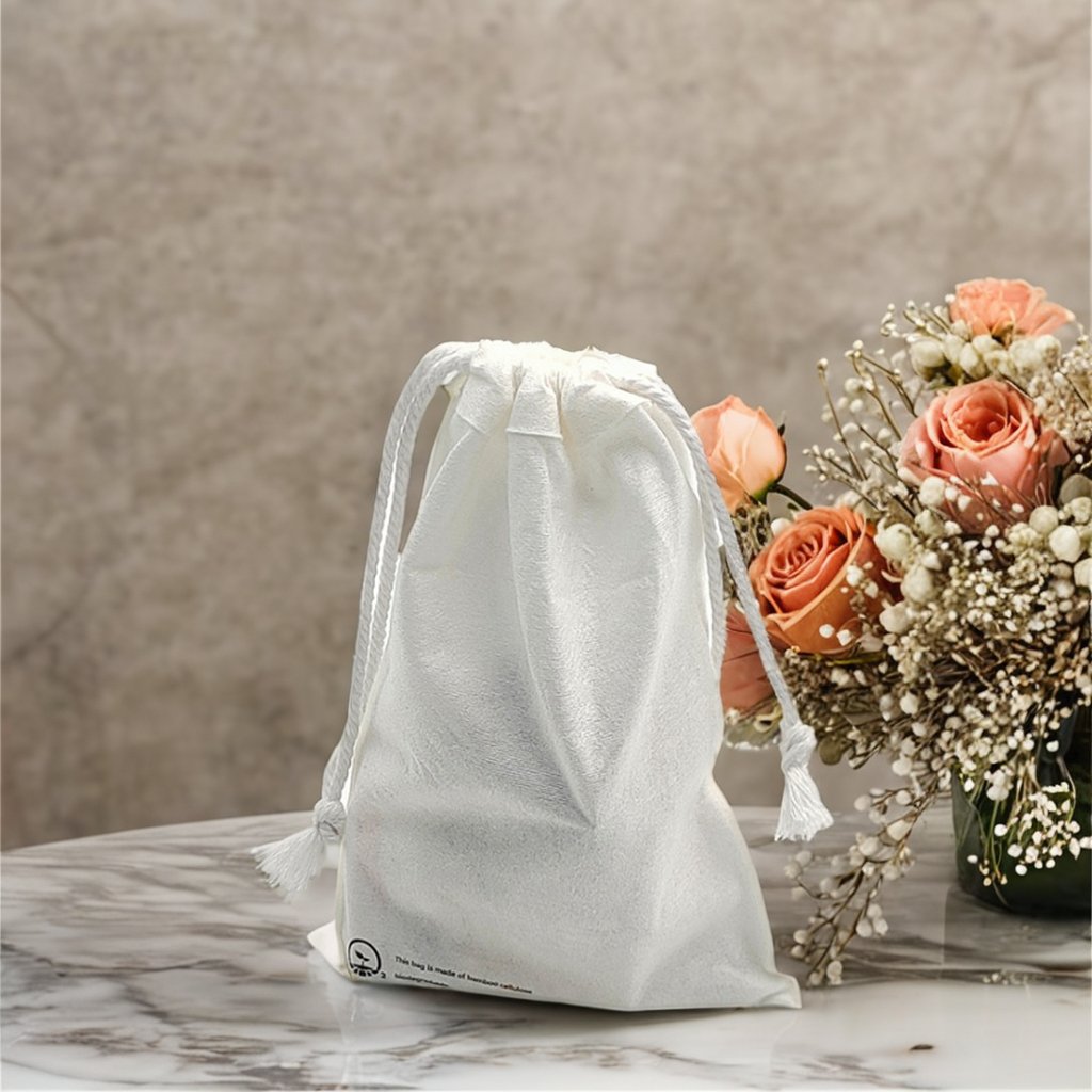 Manufacturer Drawstring Bag Bamboo Fiber Non Woven Biodegradable Drawstring Bag For Jewelry Packaging Christmas Gift Dust Bags