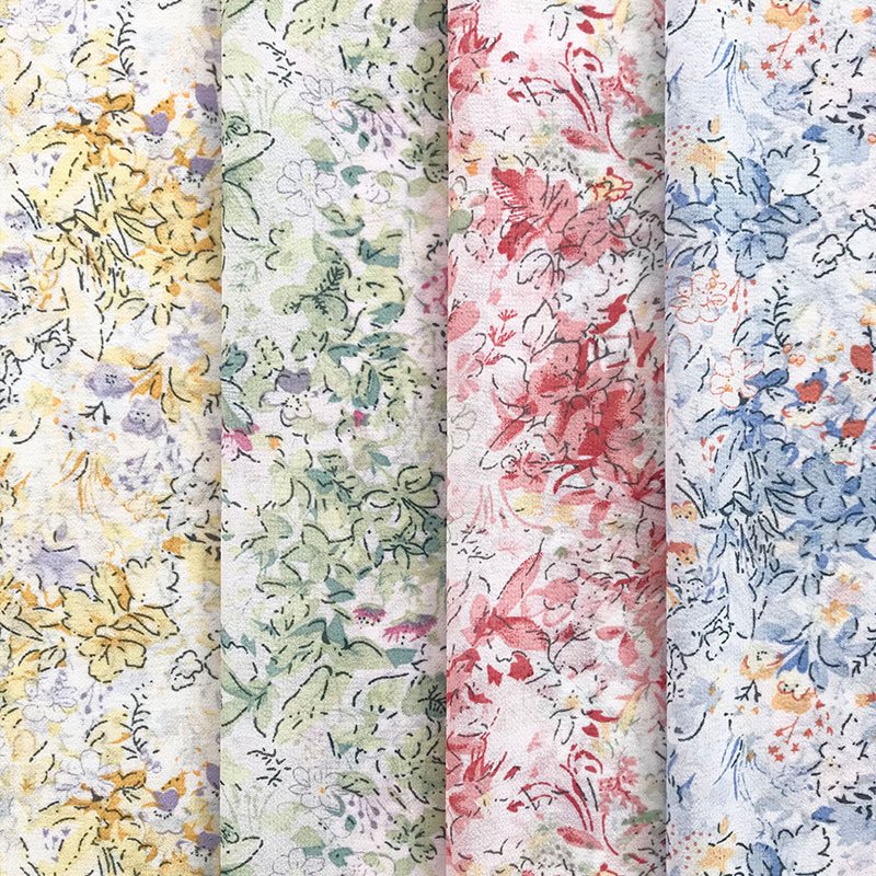 Chiffon fabric stocklot high quality 75D breathable soft 100% polyester print chiffon hijab scarf fabric