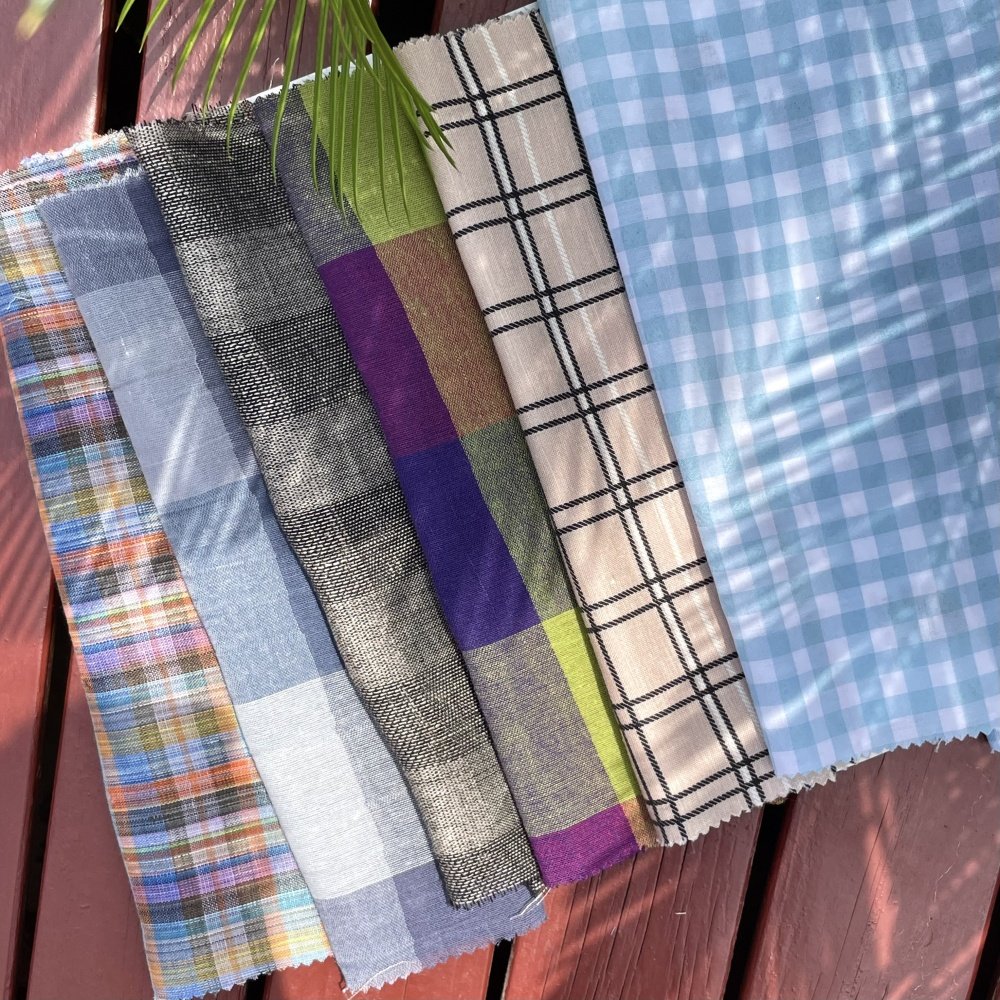 Men's and women's clothing plaid Linen cotton fabric wholesale customization 55% Linen 45% Cotton