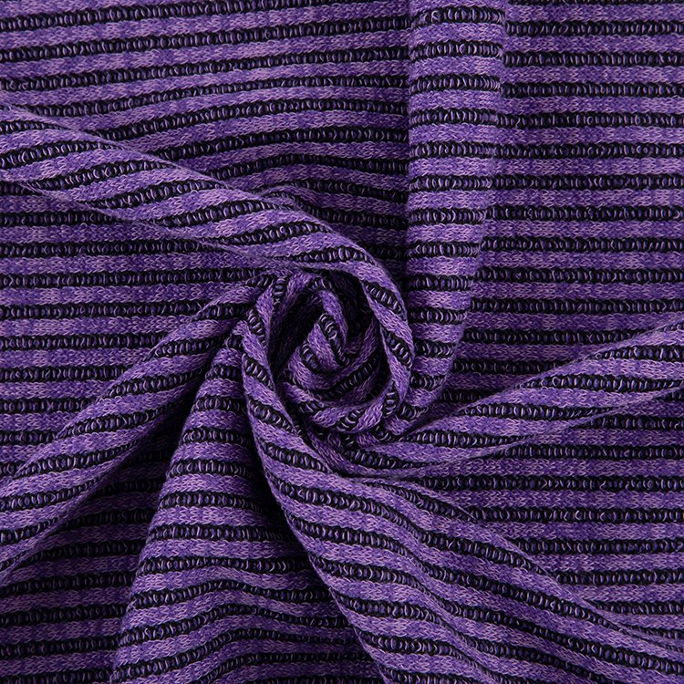 New Design Luxury Two-Tone Purple Velvet Ribbed Fabric 97% Polyester 3% Spandex Heavyweight Striped Texture for Stylish Outfits