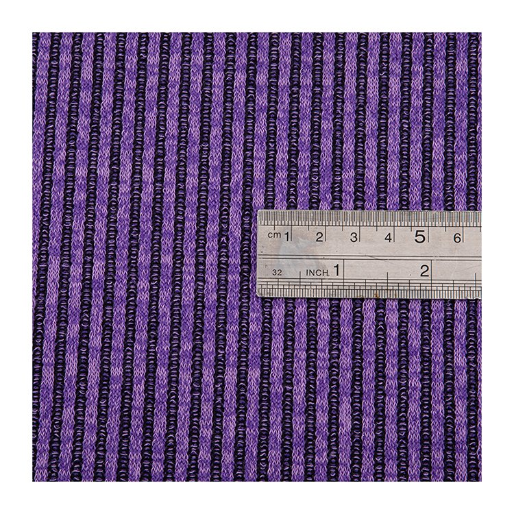 New Design Luxury Two-Tone Purple Velvet Ribbed Fabric 97% Polyester 3% Spandex Heavyweight Striped Texture for Stylish Outfits