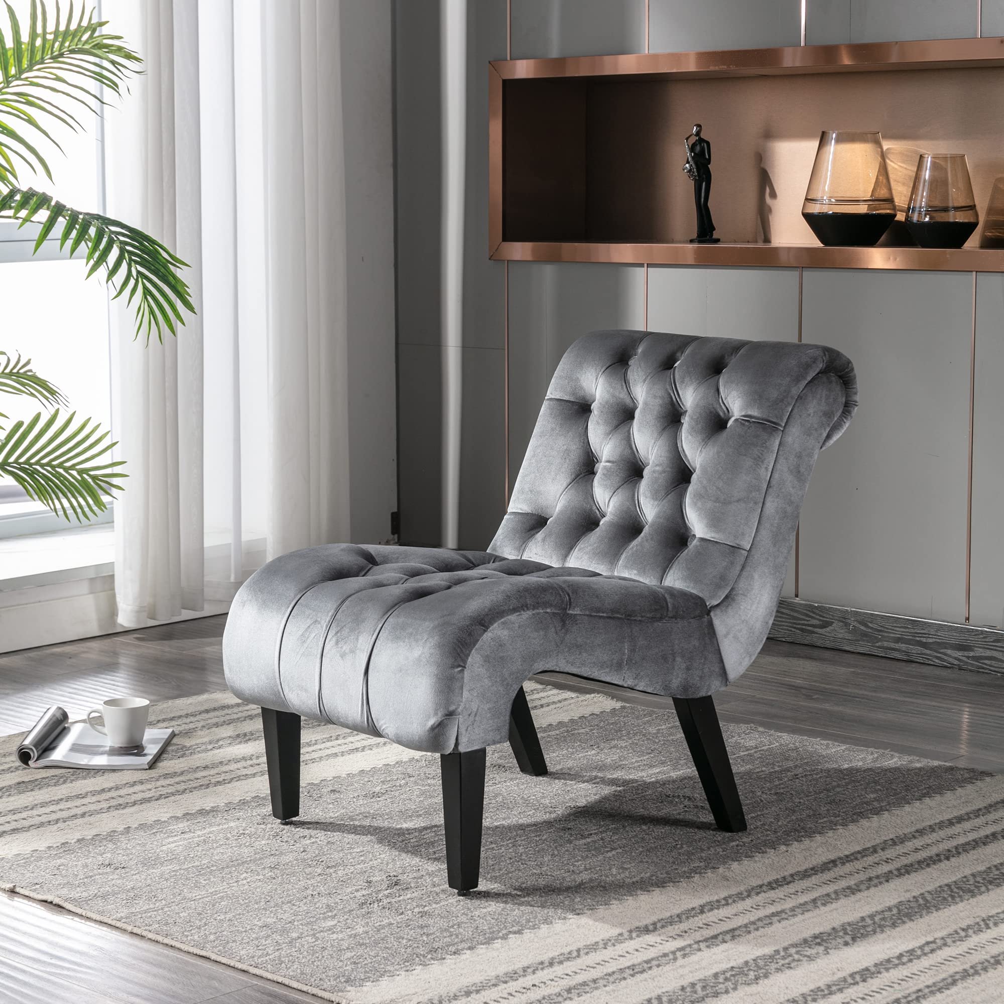 Apartment Tufted Plush Lazy Recliner Nordic Rocking Chair Home Living Room Leisure Single Couch Sofa Chair With Stool