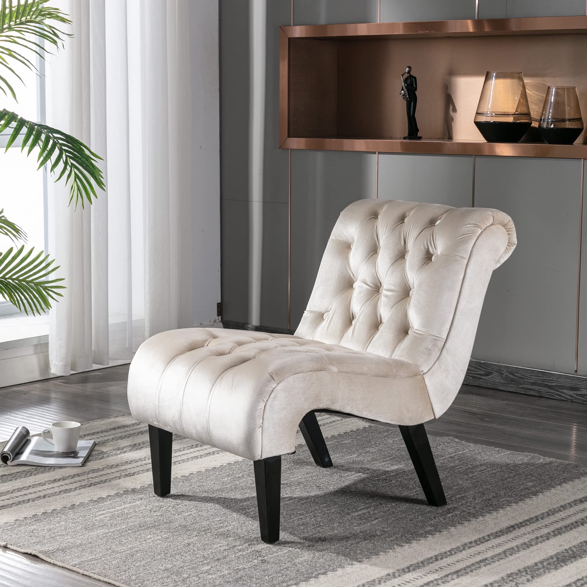 Apartment Tufted Plush Lazy Recliner Nordic Rocking Chair Home Living Room Leisure Single Couch Sofa Chair With Stool