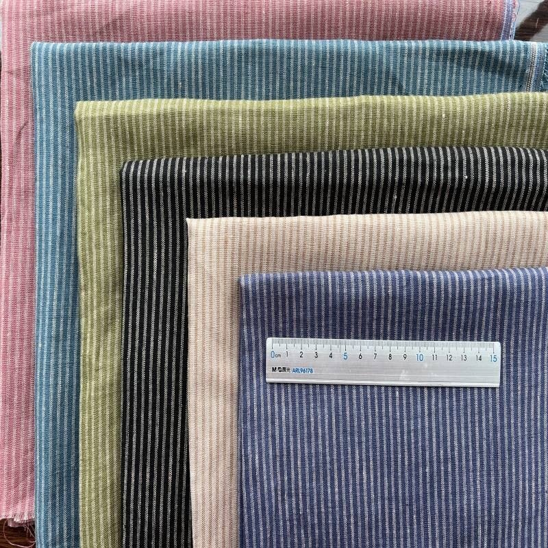 Hot selling French woven comfortable plain wholesale stripe organic hemp dress 100% linen fabric for clothing