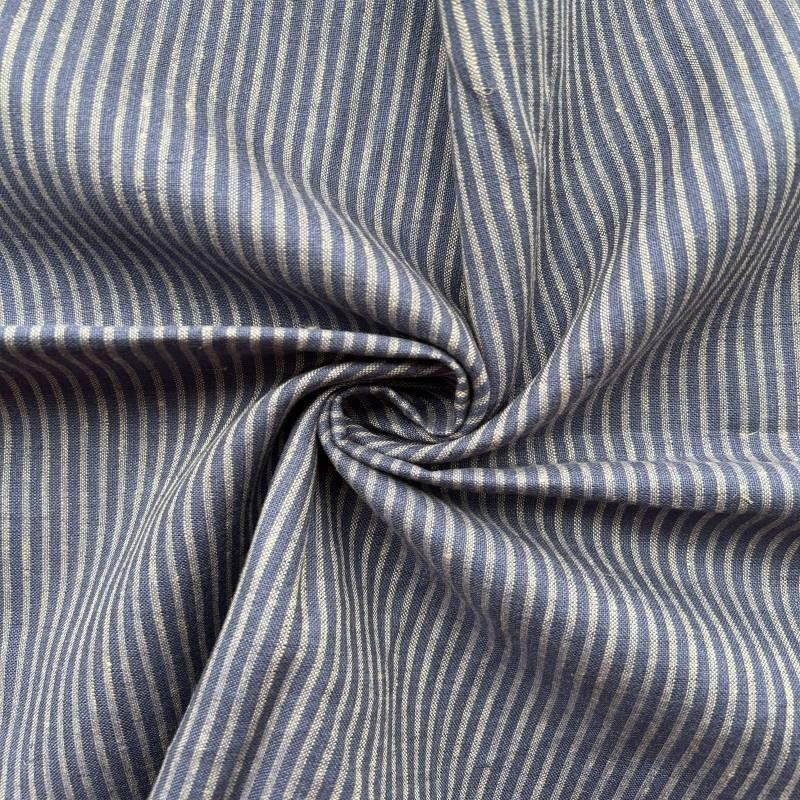 Hot selling French woven comfortable plain wholesale stripe organic hemp dress 100% linen fabric for clothing