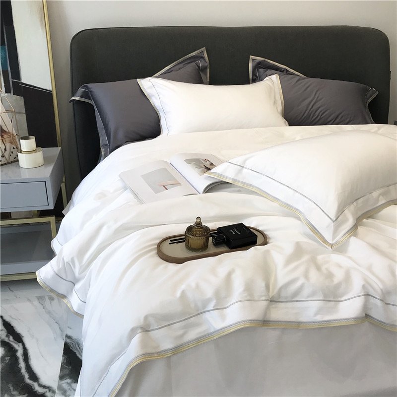 100% Cotton Hot Sale Luxury Bedding Set Wholesale Bed Sheets Duvet Cover Sets solid color Bed Sheet Fabric 500 TC Super Soft