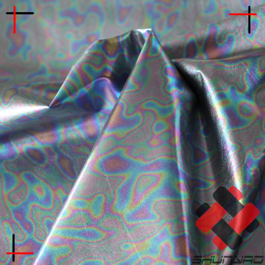 100% polyester shiny foil hologram effect camo fabric for kinds wear