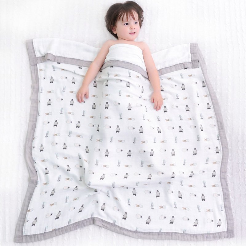 2024 hotsale 4 layersgauze Bamboo cotton Baby Swaddle Muslin Blanket comforter bedding set 120*120cm